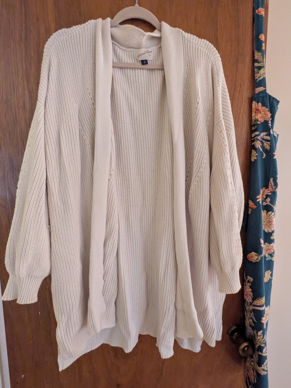 Universal Thread 100 Cotton Cream Open-Front Ribbed Cardigan